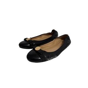 Michael Kors Women's Dixie Black Leather Flats Size 6.5 Shoes